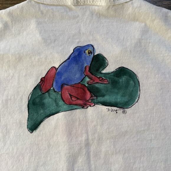 Vintage Diane Wat Design “Rain Forest Frogs” Hand Painted T-Shirt Single Stitch - Picture 4 of 12